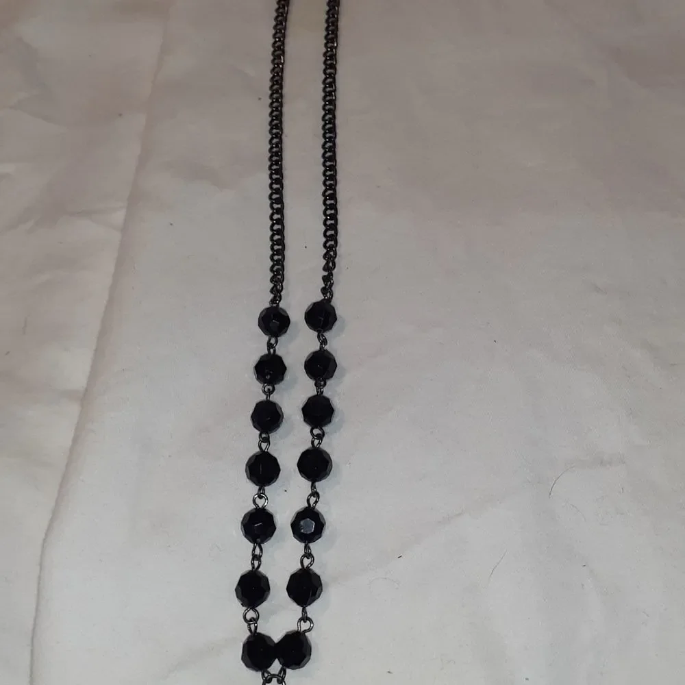 NEW Art Deco‎ Beaded Diamond Statement Necklace 30